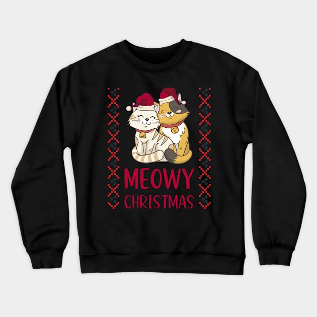 meowy catmas cat christmas tree xmas girls boys funny santa Crewneck Sweatshirt by JohnKruger